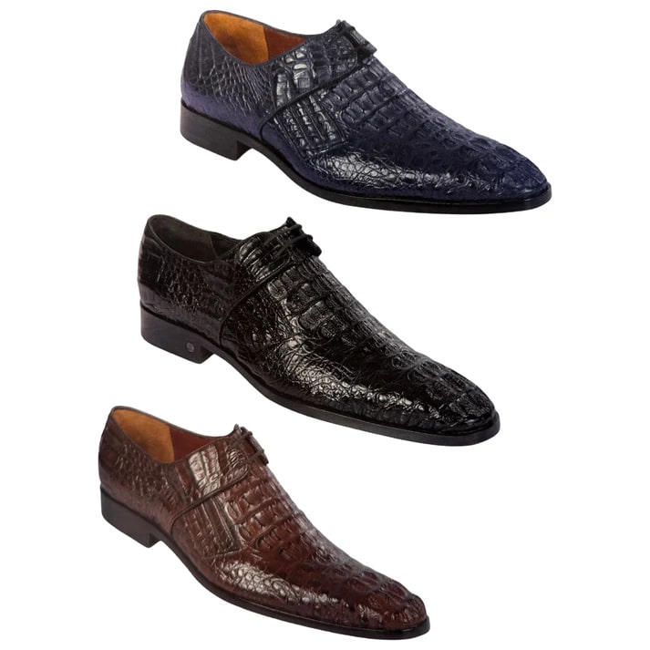 Lombardy Men’s Caiman Hornback Dress Shoes – Exotic Leather Lace-Up Shoes