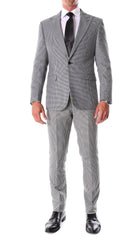 Mens Slim Fit Houndstooth Peak Lapel 2pc Suit
