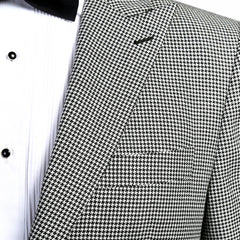 Mens Slim Fit Houndstooth Peak Lapel 2pc Suit