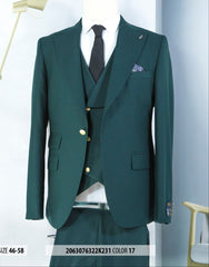 Ivory and Gold Button Wedding Suit - Off White Cream Peak Lapel with Double breasted Vest