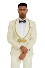 2025 Ivory and Gold 2pc Men's Suit by Tazzio