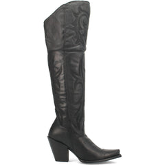 Dan Post Womens Jilted Black 20 Snip Toe Over-the-Knee Zipper Boot