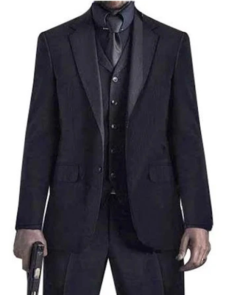Mens John Wick Black Suit Jacket + Pants Shirt and Tie Package
