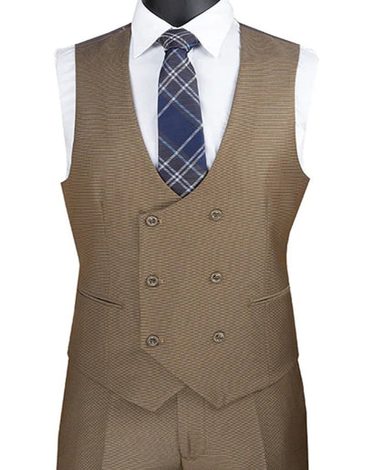 Mens Khaki Color Tuxedo - Mens Modern Fit Double Breasted Khaki Tuxedo Suit