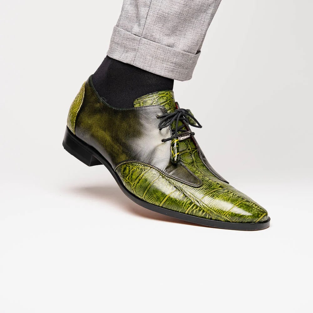 Marco Di Milano Anzio Exotic Alligator & Calfskin Leather Green Oxfords 3 ANZIO_ALLIGATOR_GREEN_8  - from alligatorwarehouse.com