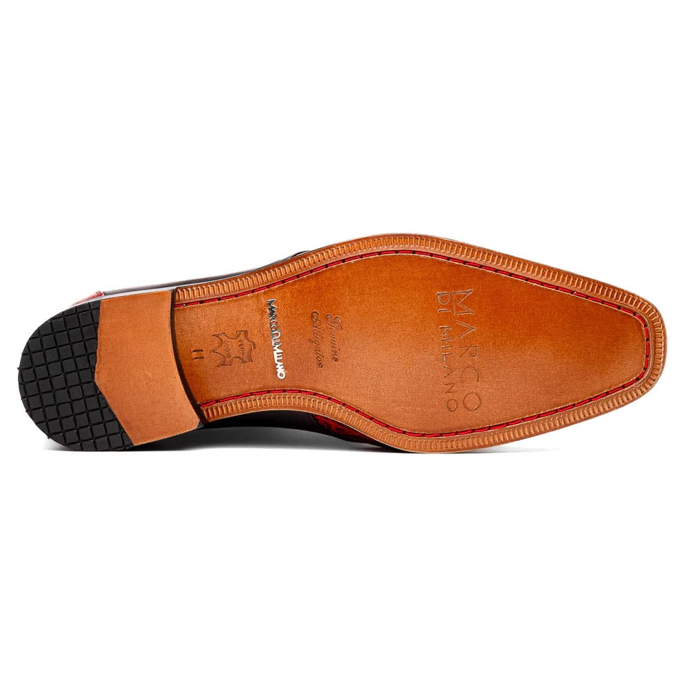 Marco Di Milano Anzio Exotic Alligator & Calfskin Leather Burgundy & Black Oxfords 5 ANZIO_ALLIGATOR_BLACK CHERRY_8  - from alligatorwarehouse.com