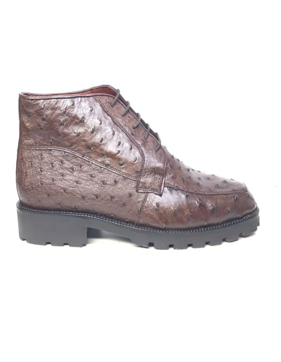 Los Altos Brown Ostrich Quill All-Over Lace Up Ankle Boots Los Altos Brown Ostrich Quill All-Over Lace Up Ankle Boots