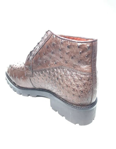 Los Altos Brown Ostrich Quill All-Over Lace Up Ankle Boots 5   - from alligatorwarehouse.com
