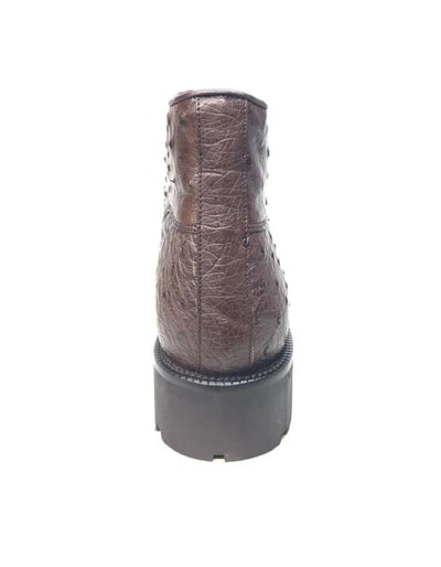 Los Altos Brown Ostrich Quill All-Over Lace Up Ankle Boots 4   - from alligatorwarehouse.com