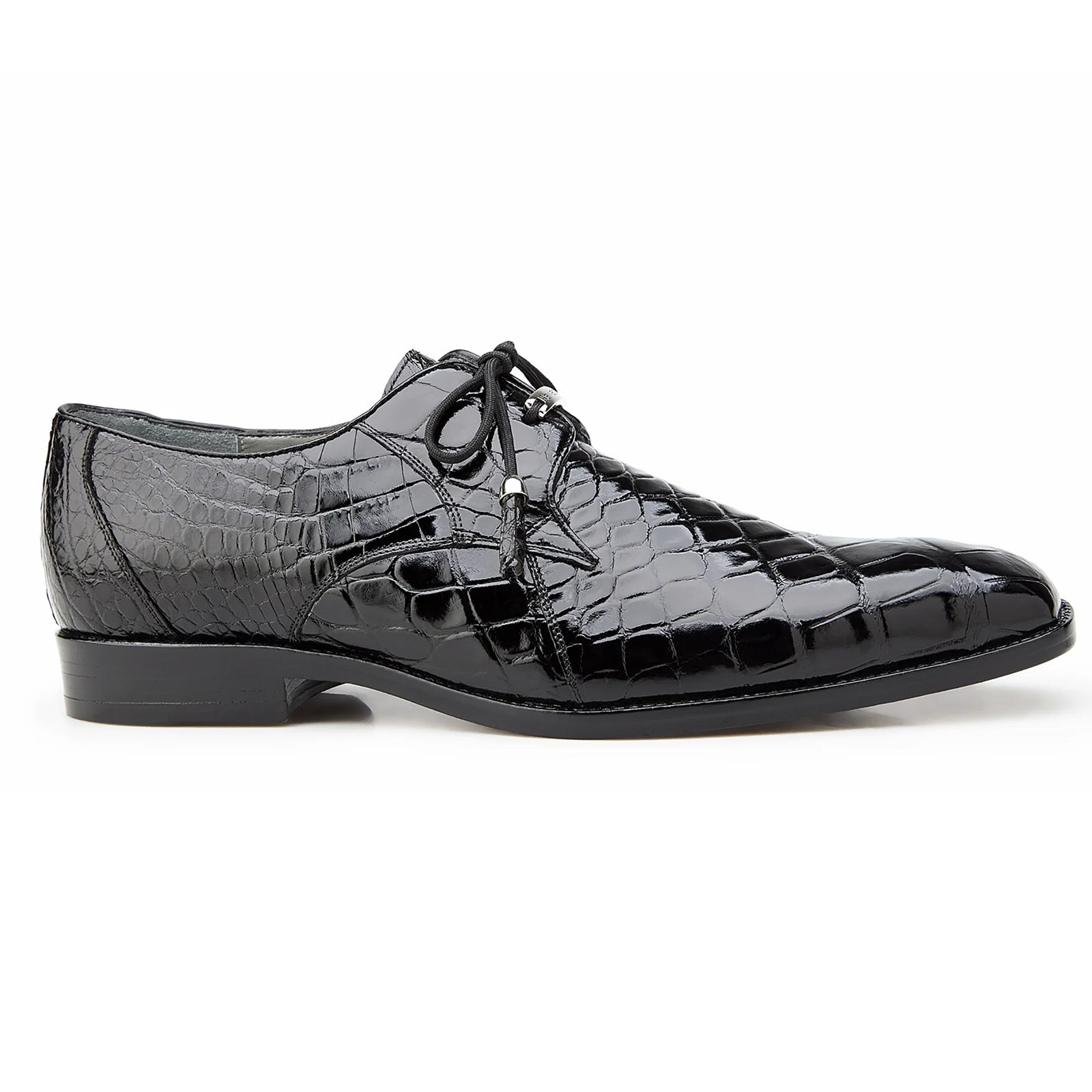 Men's Belvedere Lago Plain Toe American Alligator Dress Shoe in Black 1 MEN 14010 BLACK-M-09.5  - from alligatorwarehouse.com