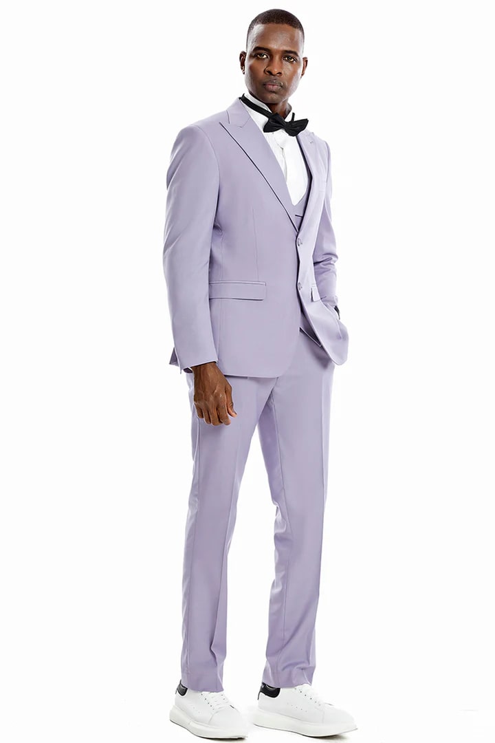 Men's Modern Fit Casual Summer Linen Lilac Lavender Suit Custom Prom Tuxedos 2 9O-8304  - from alligatorwarehouse.com