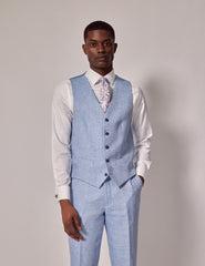 Mens Linen Suit For Beach Wedding - Summer Suit in Light Blue