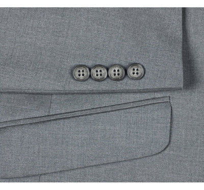 Light Grey Suit - Silver Gray Suit For Wedding - Mens Two Button Slim Fit Hack Light Grey Pocket Suit