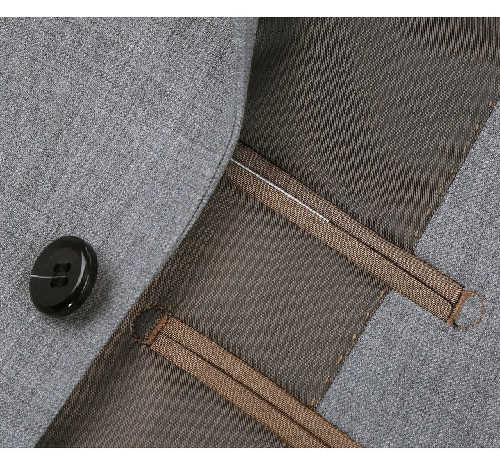 Light Grey Suit - Silver Gray Suit For Wedding - Mens Basic Two Button Slim Fit Light Grey Optional Vest Wool Suit