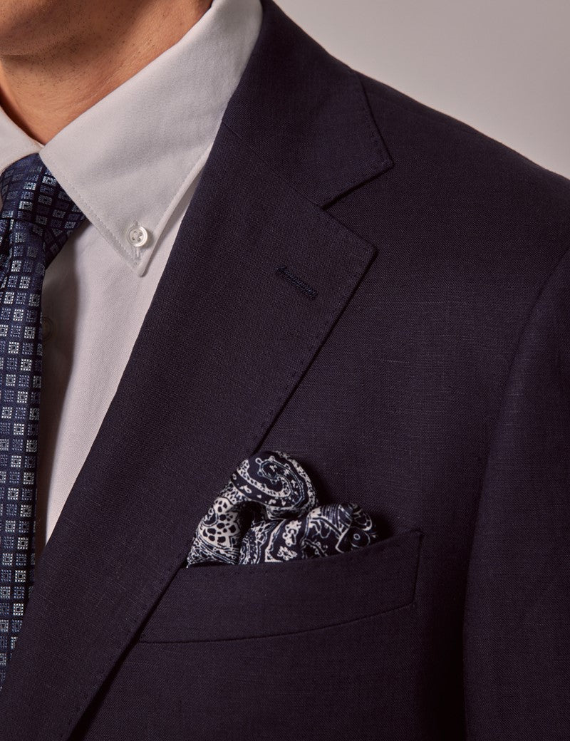 Mens Linen Suit For Beach Wedding - Summer  Suit in Navy Linen Mens Linen Suit For Beach Wedding - Summer  Suit in Navy Linen