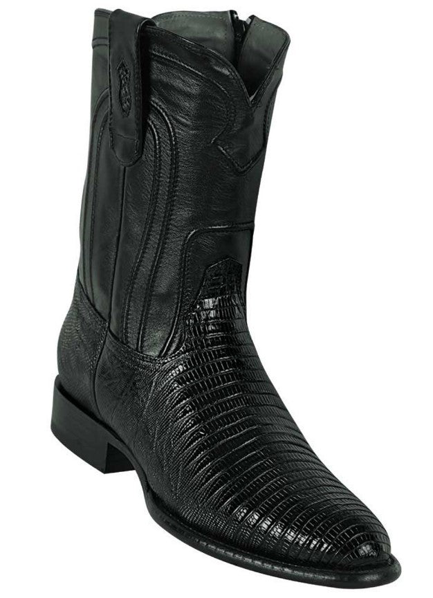 Los Altos Men's Genuine Lizard Teju Skin Leather Insole and Lining Zipper Black Roper Toe Boot 1   - from alligatorwarehouse.com