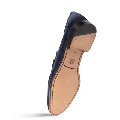 Caro Suede Penny Loafer Navy By Mezlan Made In Spain Brand 3   - from alligatorwarehouse.com