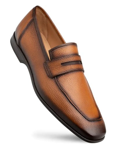 Deerskin Penny Loafer Cognac By Mezlan Made In Spain Brand 1   - from alligatorwarehouse.com