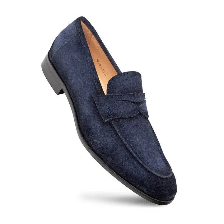 Caro Suede Penny Loafer Navy By Mezlan Made In Spain Brand Caro Suede Penny Loafer Navy By Mezlan Made In Spain Brand