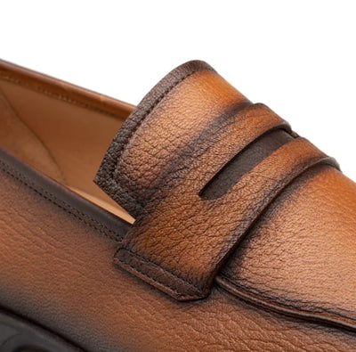 Deerskin Penny Loafer Cognac By Mezlan Made In Spain Brand 2   - from alligatorwarehouse.com