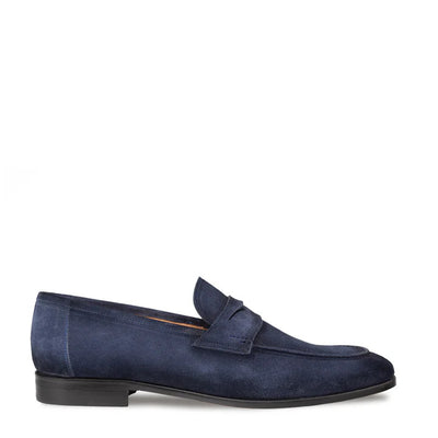 Caro Suede Penny Loafer Navy By Mezlan Made In Spain Brand 5   - from alligatorwarehouse.com