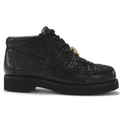 Los Altos Black Caiman Belly & Ostrich Casual Shoes