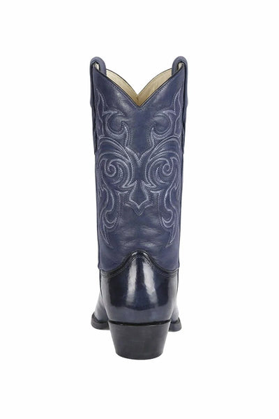 Los Altos Men’s Dress Cowboy Boots – Navy Blue Eel-Skin Western Boots