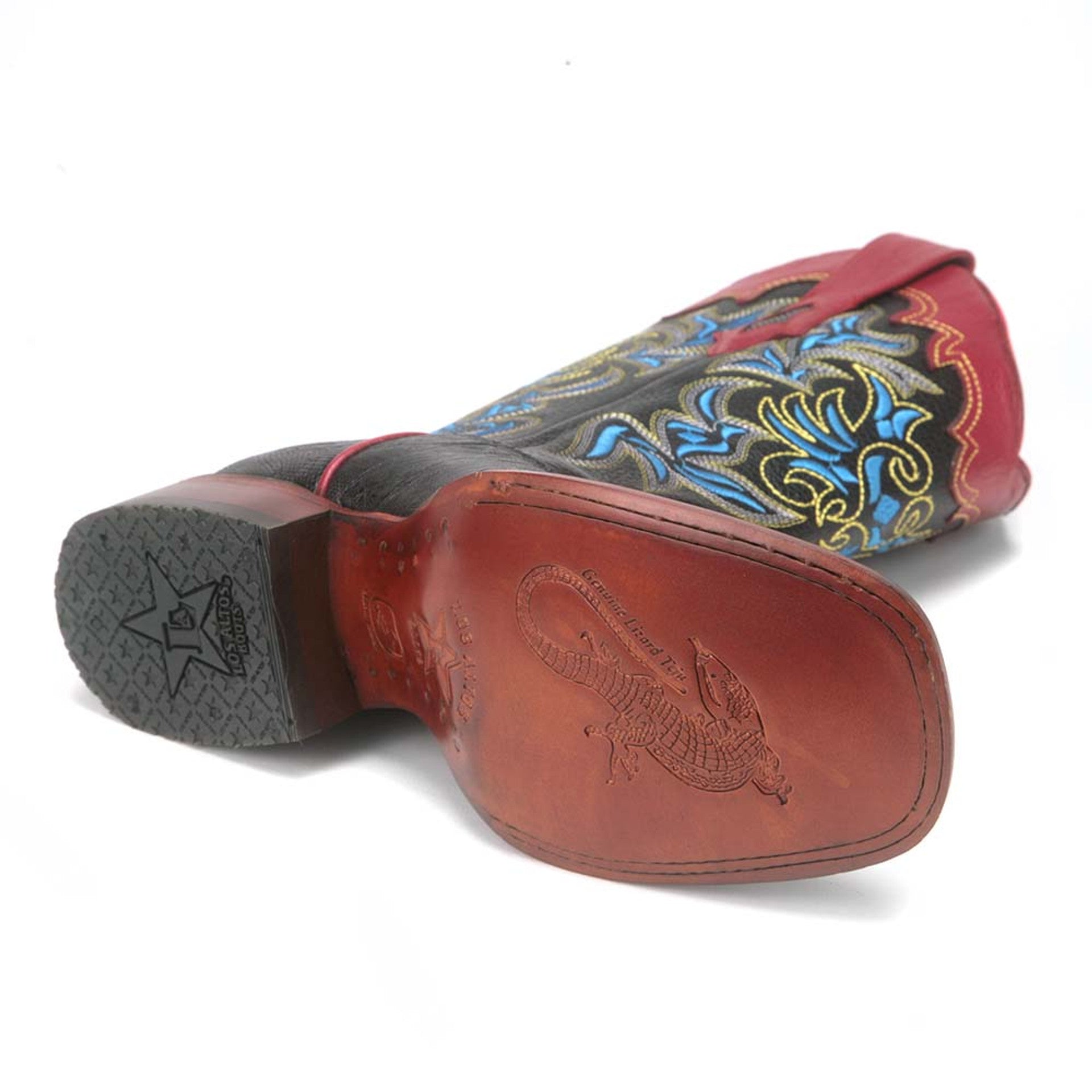 Los Altos Black Teju Lizard Square Toe Women's Western Boot 3   - from alligatorwarehouse.com