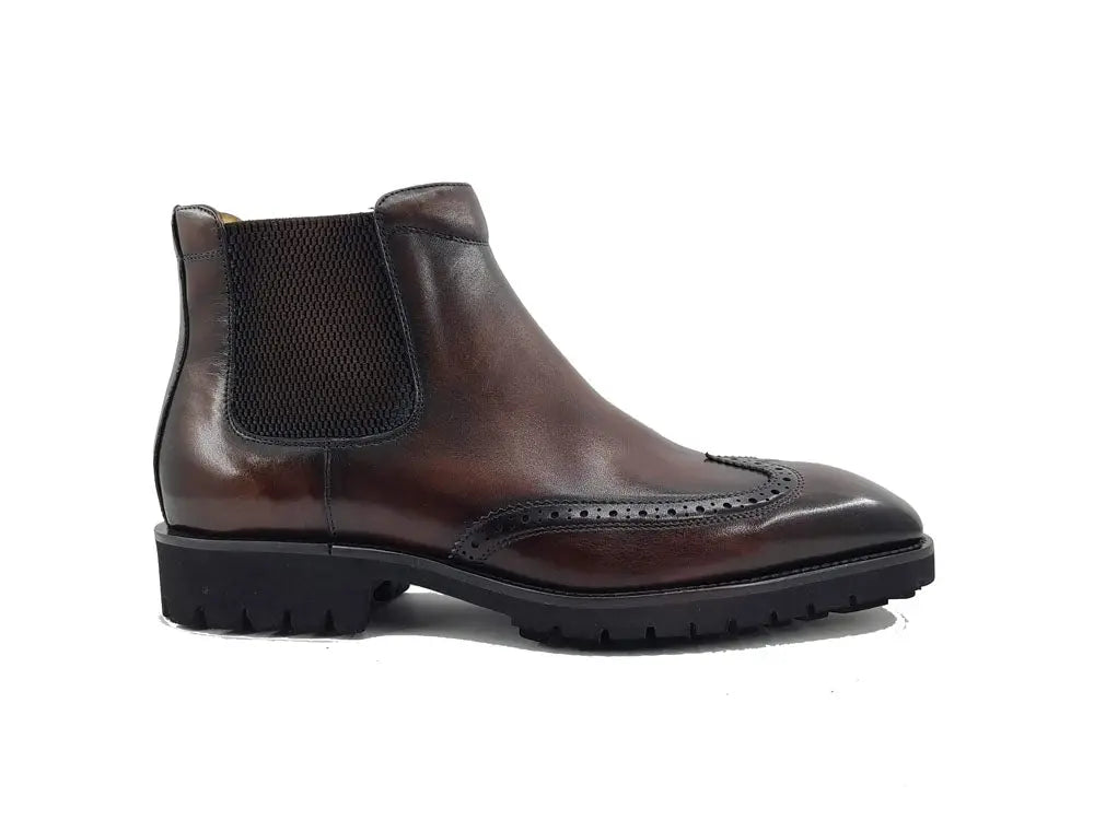 Lug Sole Chelsea Boot with Wingtip Toe 2 KB515-13CHESTNUT75  - from alligatorwarehouse.com