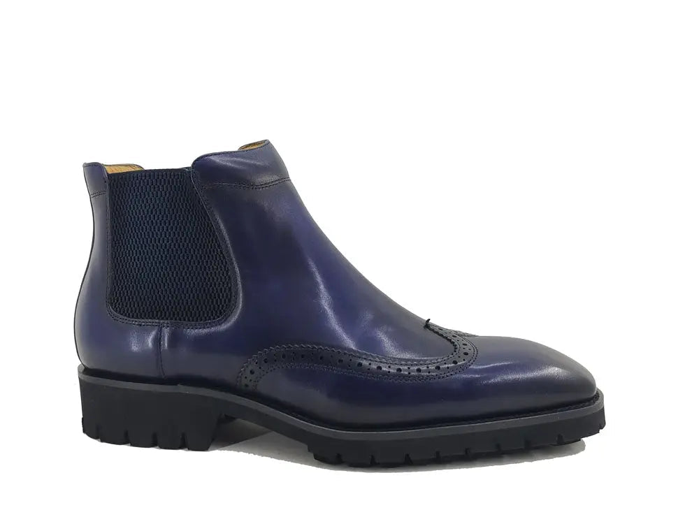 Lug Sole Chelsea Boot with Wingtip Toe 10 KB515-13CHESTNUT75  - from alligatorwarehouse.com