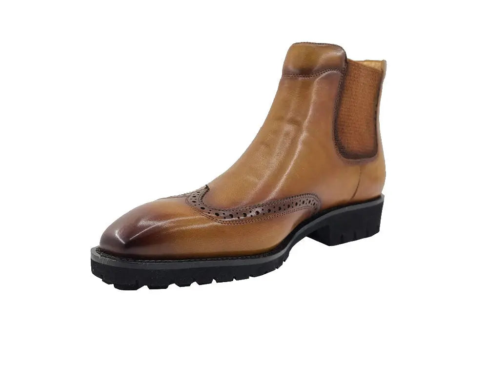 Lug Sole Chelsea Boot with Wingtip Toe 19 KB515-13CHESTNUT75  - from alligatorwarehouse.com