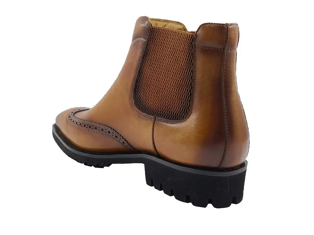 Lug Sole Chelsea Boot with Wingtip Toe 20 KB515-13CHESTNUT75  - from alligatorwarehouse.com