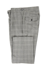 Tiglio Luxe Black and White Houndstooth with Windowpane Semi-Wide Leg Wool Marbella Dress Pants TL4225