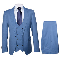 Rossi Man MAX RM1387 Slim Fit 3-Piece Suit – Stylish Solid Blue Formalwear for Men