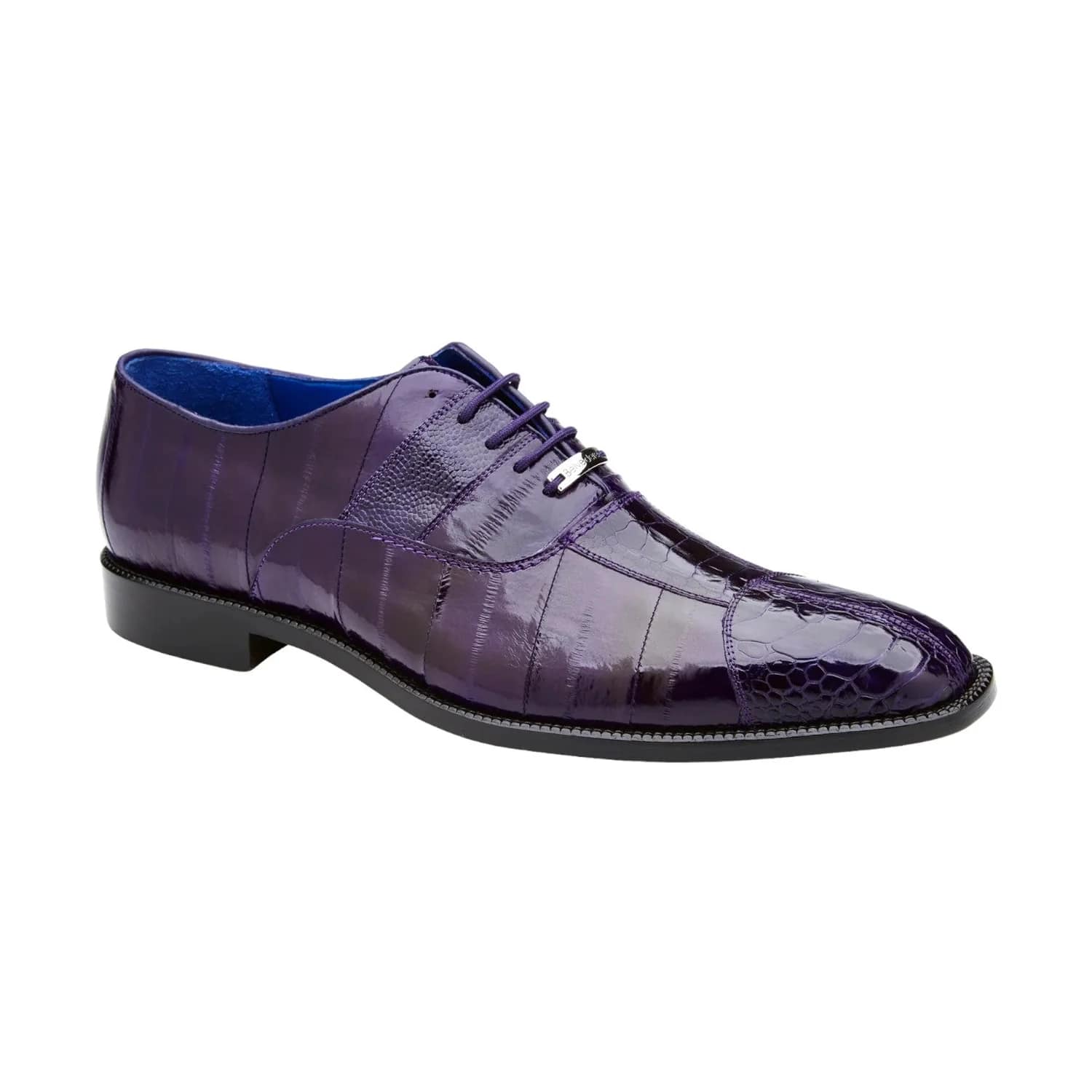 Belvedere Mare  Shoes Men's Purple Genuine Ostrich & Eel Split-toe Oxfords 4 MEN 2P7 PURPLE-M-09.5  - from alligatorwarehouse.com
