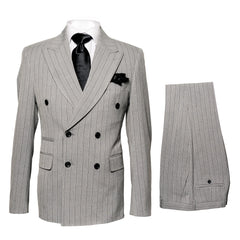 Gray and Black Pinstripe Double Breasted - Modern Fit 1920s Vintage Looking Suit