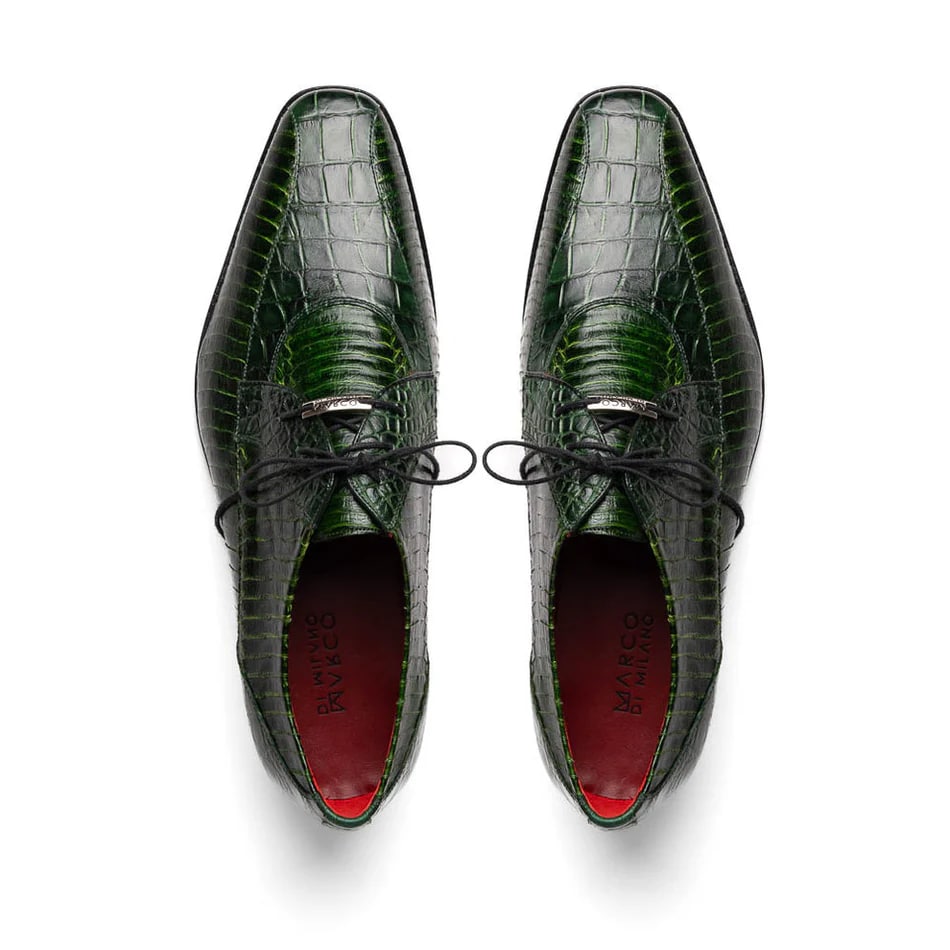 Marco Di Milano Moncalieri Green Genuine Alligator / Cobra Skin Dress Derby Oxfords 4 MONCALIERI_ALLIGATOR-COBRA_GREEN_8  - from alligatorwarehouse.com