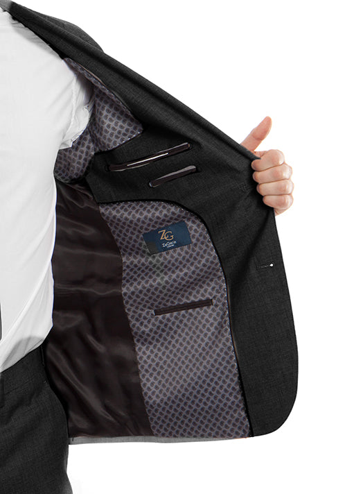 Arezzo Collection - 100% Wool Suit Modern Fit Italian Style 2 Piece in Black 2 SO4MW246-01-BLACK  - from alligatorwarehouse.com