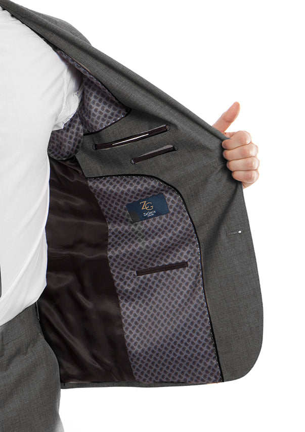 Arezzo Collection - 100% Wool Suit Modern Fit Italian Style 2 Piece in Dark Gray 3 SO4MW246-02-DarkGray  - from alligatorwarehouse.com