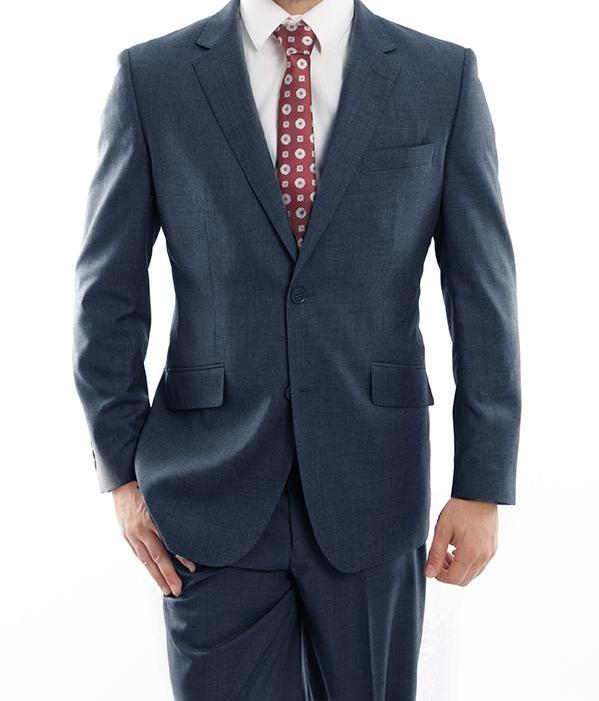 Arezzo Collection - 100% Wool Suit Modern Fit Italian Style 2 Piece in Indigo 1 SO4MW246-04-Indigo  - from alligatorwarehouse.com