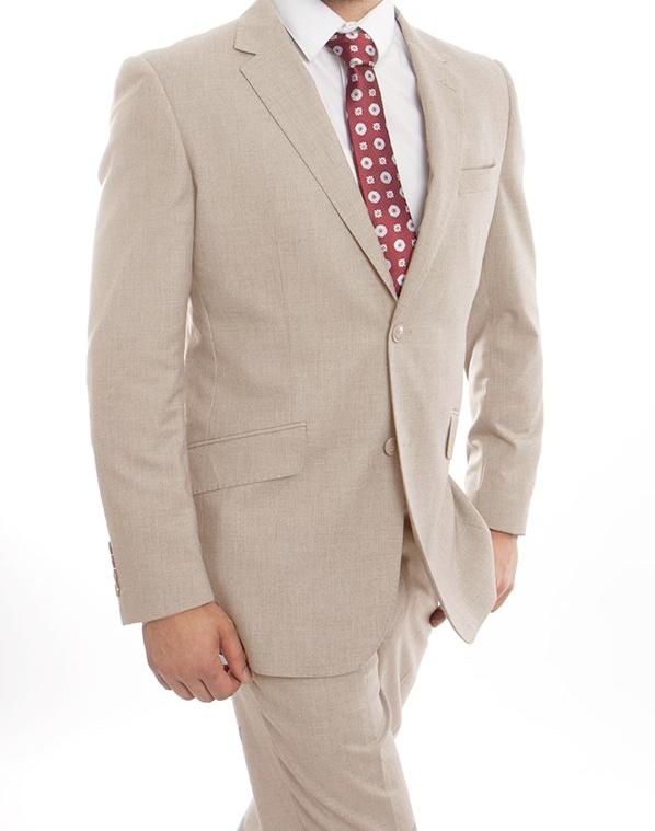 Arezzo Collection - 100% Wool Suit Modern Fit Italian Style 2 Piece in Tan 1 SO4MW246-06-Tan  - from alligatorwarehouse.com