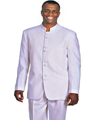 Pleated?ÿDress?ÿMen?ÿSuits - Mens Classic 8 Button Mandarin White Collar Suit