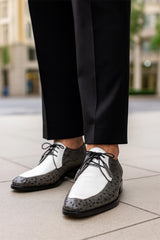 Marco Di Milano Andretti White / Grey Ostrich Leg Shoes