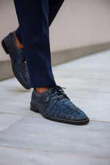 Marco Di Milano Caribe Gray Caiman Crocodile Derby Shoes