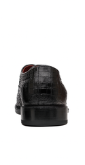 Marco Di Milano John Black Shoes Exotic Caiman Crocodile / Woven Leather Dress Oxfords