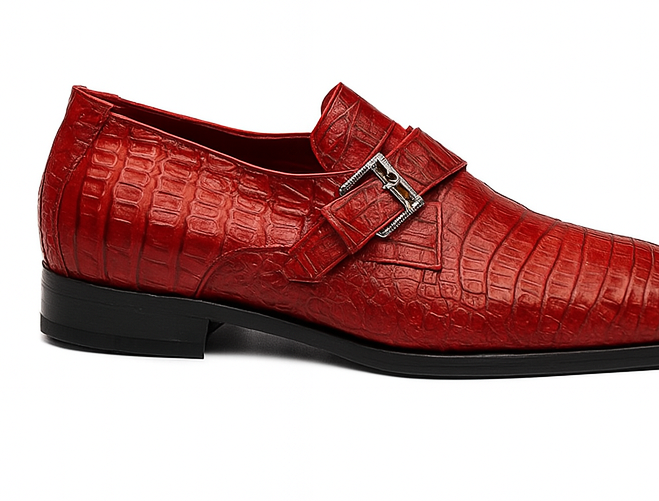 Marco Di Milano Mens Red  Caiman Gator Dress Shoes Rovigo 6 ROVIGO_CAIMAN FUSCUS_RED_9  - from alligatorwarehouse.com