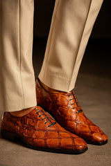 Marco Di Milano Olivieri Cognac Pirarucu Dress Shoe Oxfords