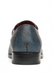 Marco Di Milano Toluca Men's Shoes Black/Blue Exotic Crocodile & Lizard Monk Strap