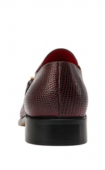 Marco Di Milano Toluca Wine / Burgundy Monk Strap Lizard & Crocodile Shoes