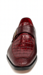 Marco Di Milano Toluca Wine / Burgundy Monk Strap Lizard & Crocodile Shoes